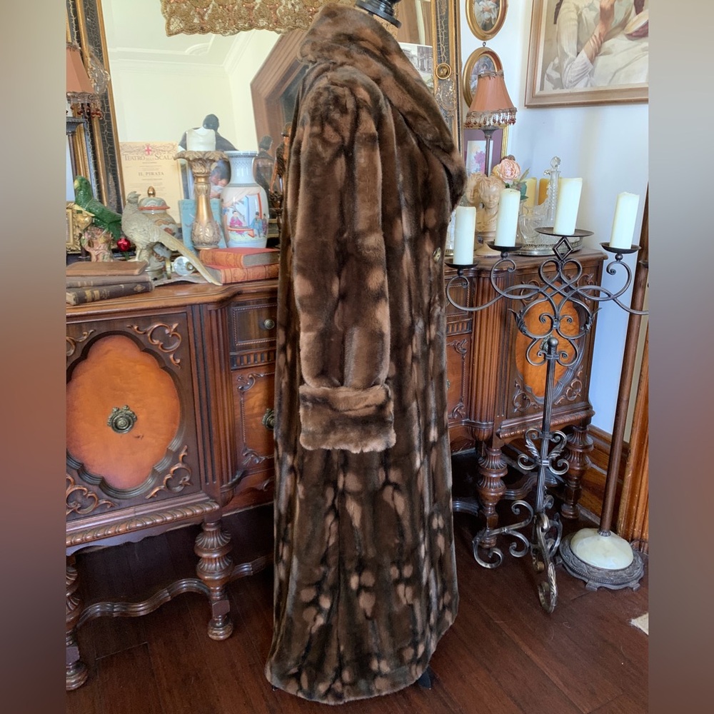 Vintage Epic 30's-inspired Gatsby-inspired Full Length Exotic Faux Fur Long Coat - Picture 5 of 16